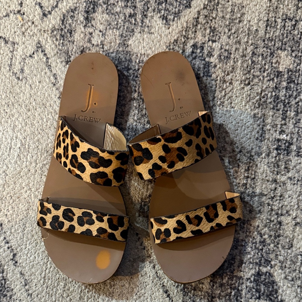J. Crew Leopard Calf Hair Kids Sandals